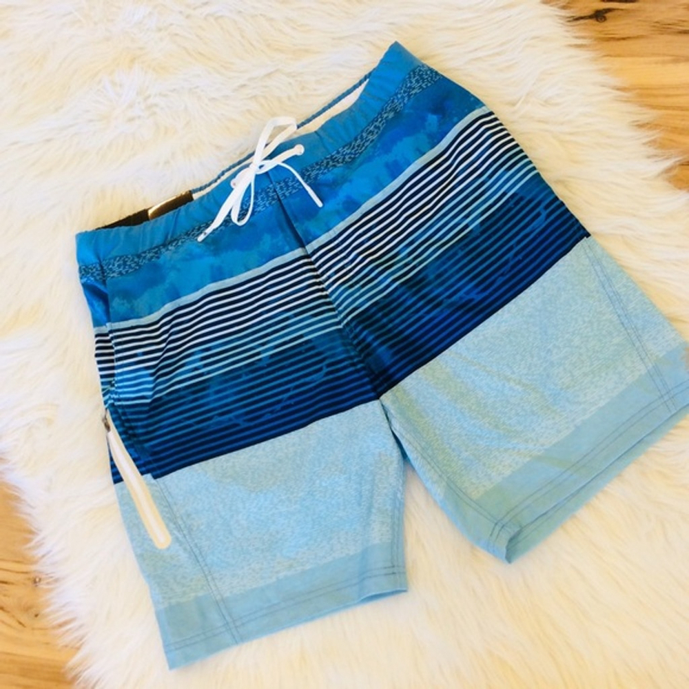 ZeroXposur Mens Swim Trunks Extra Large Blue Stripe